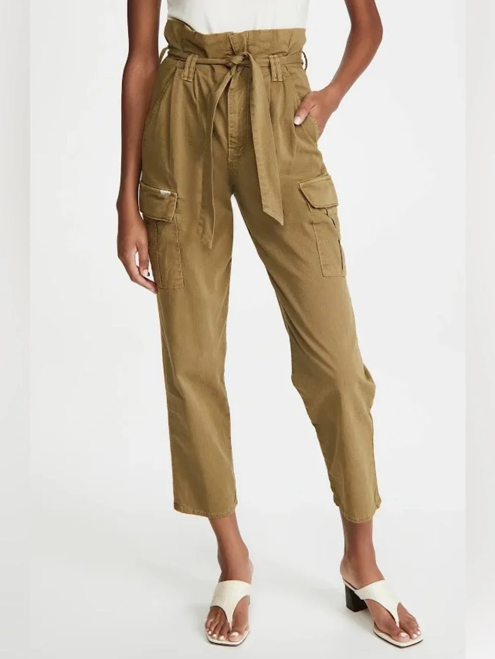 MOTHER | Women’s Brown Greaser Paperbag Pleated Belted Cargo Ankle Pants Size 26